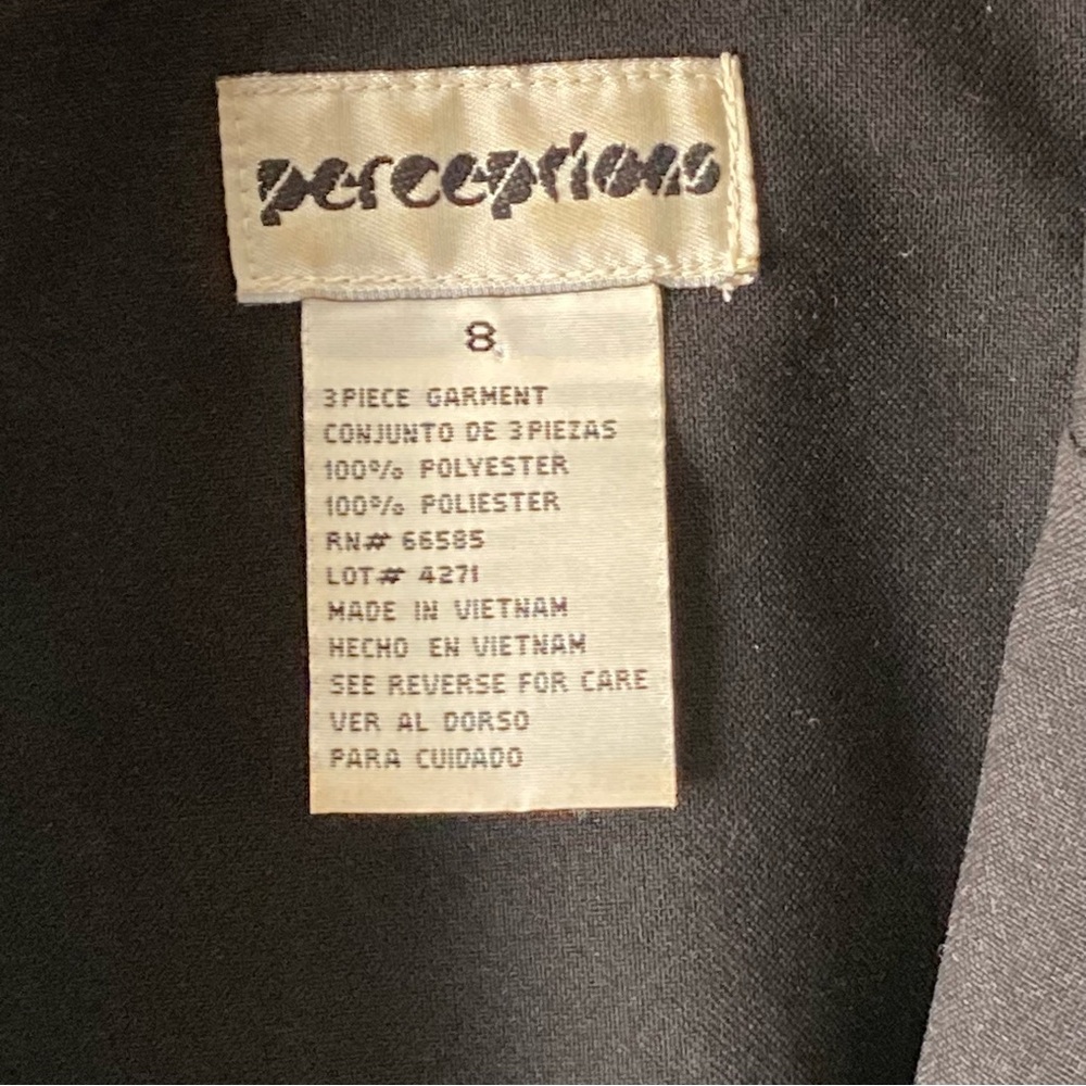 Perceptions Blazer Suit Jacket Size 8 Black White - image 7